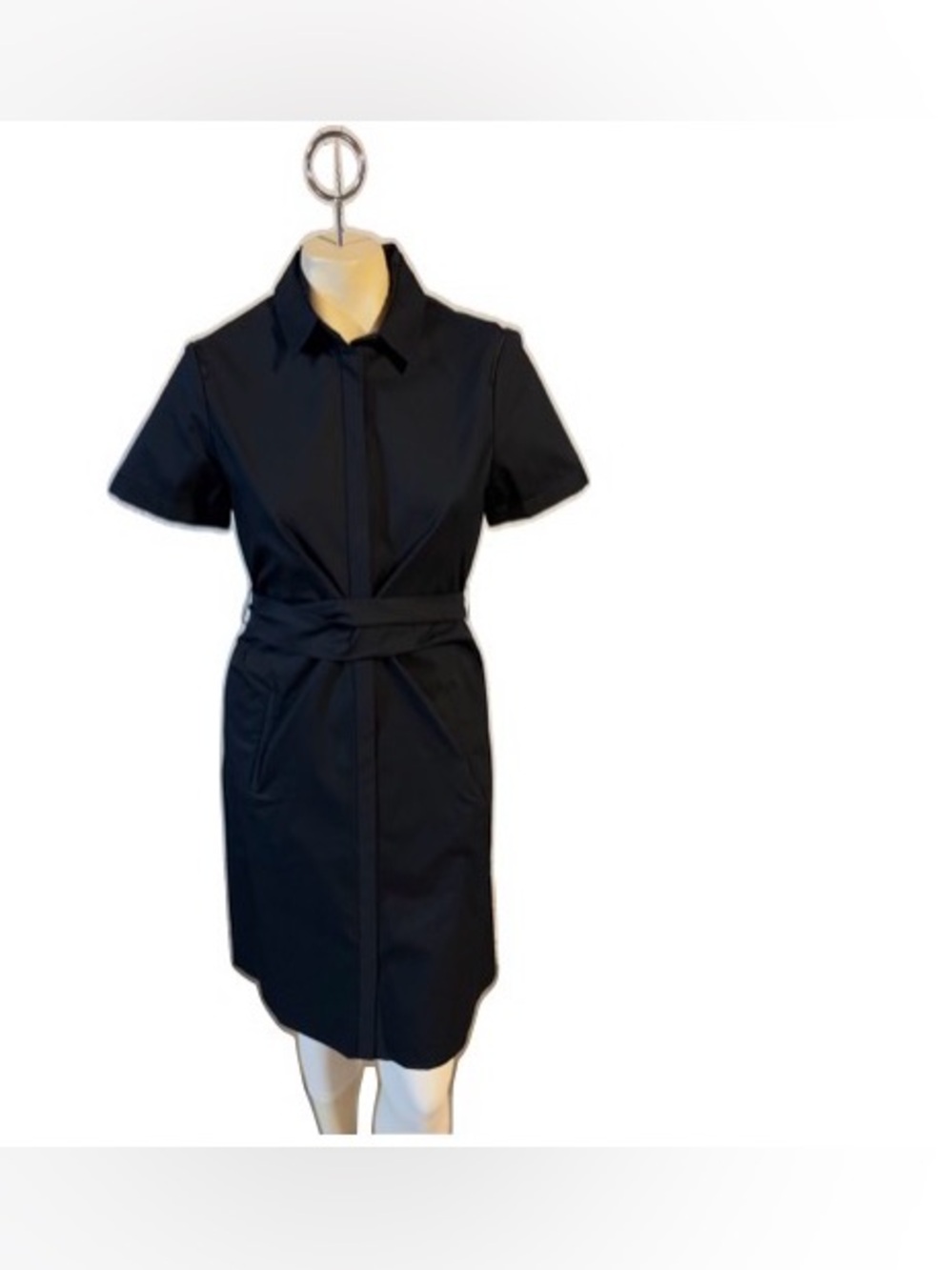 Elie Tahari Midnight Navy Dress with Self Tie Wrap Belt — Beautiful!